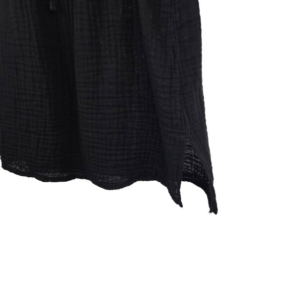 Womens S Black Boho Keyhole Tie Front Top Hippy Cottagecore Whimsigoth Casual - Picture 8 of 8